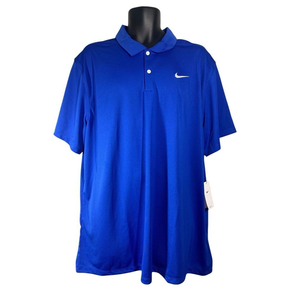Nike Dri Fit Mens‎ Golf Polo Shirt Short Sleeve Blue Logo Size XXL